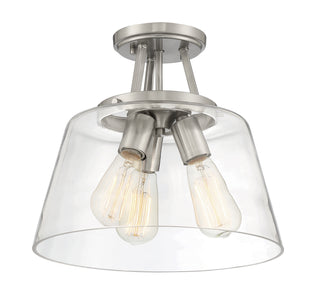Calhoun Three Light Semi-Flush Mount in Satin Nickel