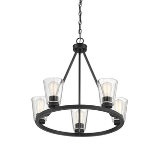 Calhoun Five Light Chandelier in Matte Black