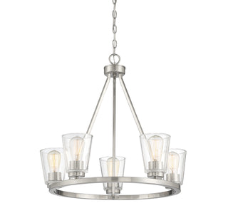 Calhoun Five Light Chandelier in Satin Nickel