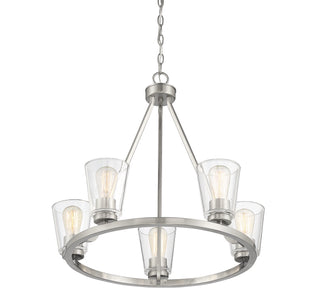 Calhoun Five Light Chandelier in Satin Nickel