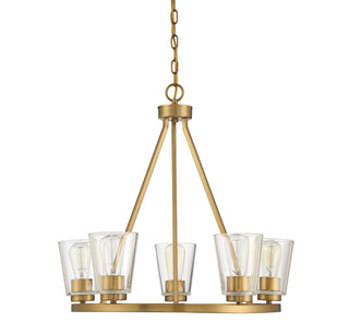 Calhoun Five Light Chandelier in Warm Brass