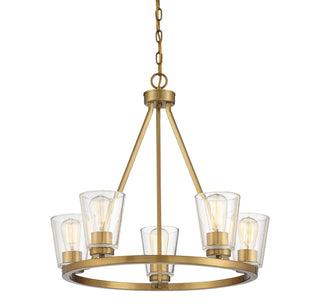 Calhoun Five Light Chandelier in Warm Brass