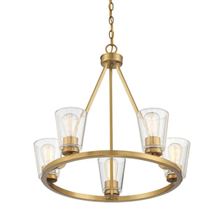 Calhoun Five Light Chandelier in Warm Brass
