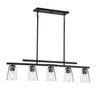 Calhoun Five Light Linear Chandelier in Matte Black
