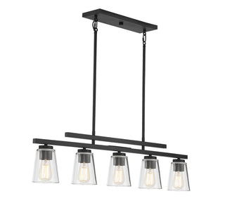 Calhoun Five Light Linear Chandelier in Matte Black