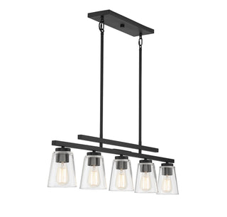 Calhoun Five Light Linear Chandelier in Matte Black
