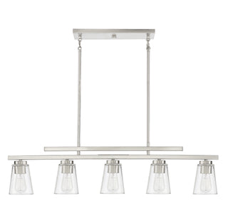 Calhoun Five Light Linear Chandelier in Satin Nickel