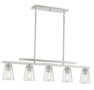 Calhoun Five Light Linear Chandelier in Satin Nickel