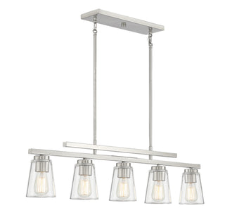 Calhoun Five Light Linear Chandelier in Satin Nickel
