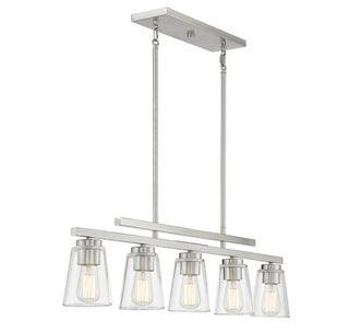 Calhoun Five Light Linear Chandelier in Satin Nickel