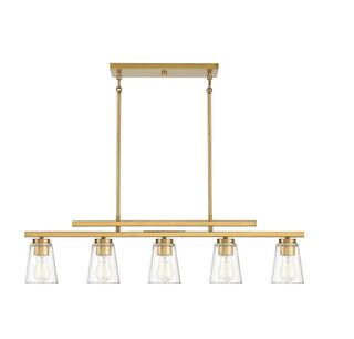 Calhoun Five Light Linear Chandelier in Warm Brass