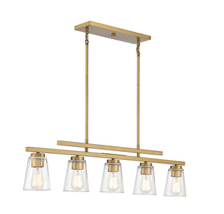 Calhoun Five Light Linear Chandelier in Warm Brass