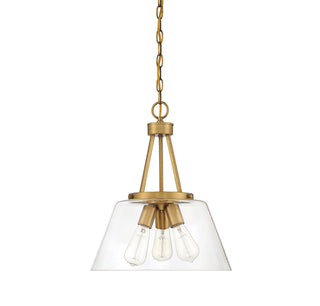 Calhoun Three Light Pendant in Warm Brass