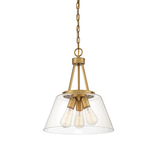 Calhoun Three Light Pendant in Warm Brass