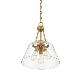 Calhoun Three Light Pendant in Warm Brass