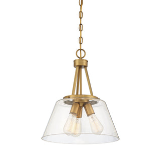 Calhoun Three Light Pendant in Warm Brass