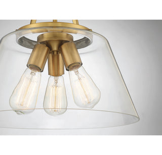Calhoun Three Light Pendant in Warm Brass