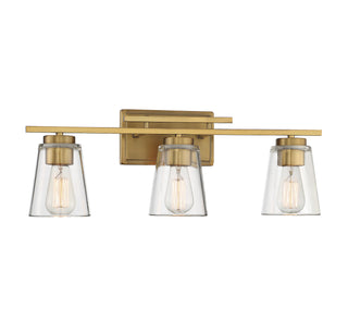 Calhoun Three Light Bath Bar in Warm Brass