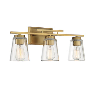 Calhoun Three Light Bath Bar in Warm Brass