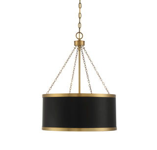 Delphi Six Light Pendant in Black with Warm Brass Accents