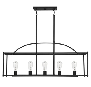 Palladian Five Light Linear Chandelier in Matte Black