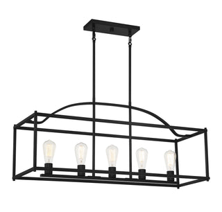 Palladian Five Light Linear Chandelier in Matte Black
