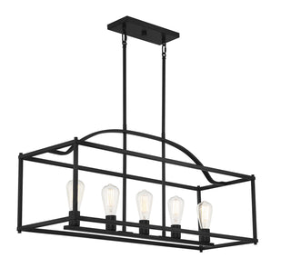 Palladian Five Light Linear Chandelier in Matte Black