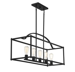 Palladian Five Light Linear Chandelier in Matte Black