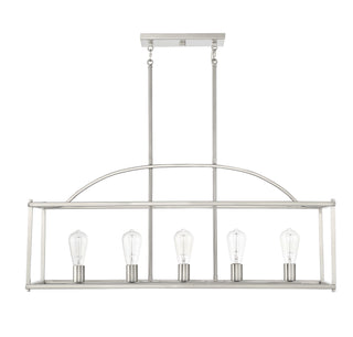 Palladian Five Light Linear Chandelier in Satin Nickel
