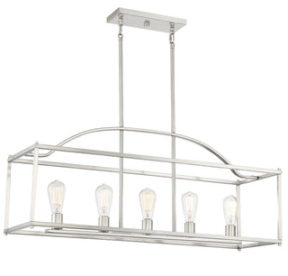 Palladian Five Light Linear Chandelier in Satin Nickel