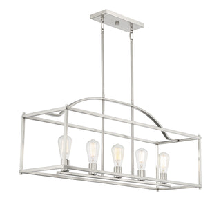 Palladian Five Light Linear Chandelier in Satin Nickel