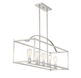 Palladian Five Light Linear Chandelier in Satin Nickel