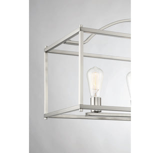 Palladian Five Light Linear Chandelier in Satin Nickel