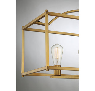 Palladian Five Light Linear Chandelier in Warm Brass