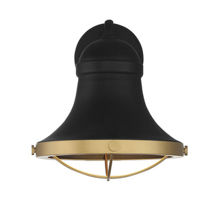 Belmont One Light Wall Sconce in Textured Black with Warm Brass Accents