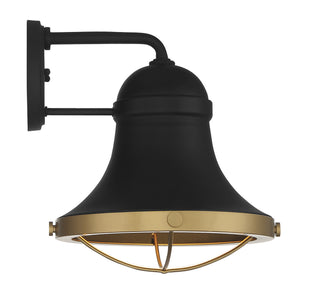 Belmont One Light Wall Sconce in Textured Black with Warm Brass Accents