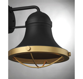 Belmont One Light Wall Sconce in Textured Black with Warm Brass Accents