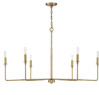 Salerno Six Light Chandelier in Warm Brass