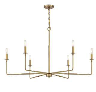 Salerno Six Light Chandelier in Warm Brass