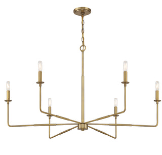 Salerno Six Light Chandelier in Warm Brass