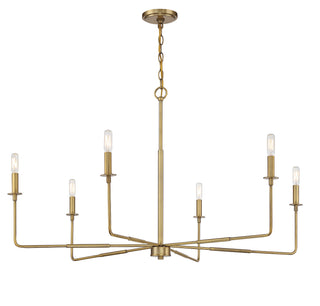 Salerno Six Light Chandelier in Warm Brass