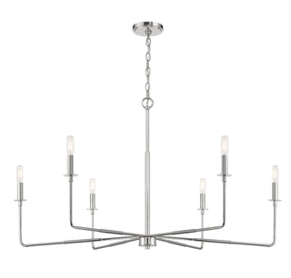 Salerno Six Light Chandelier in Polished Nickel