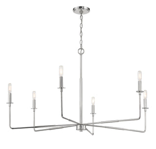 Salerno Six Light Chandelier in Polished Nickel