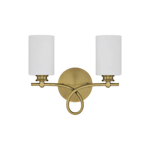 Woodbury Two Light Bath Bar in Warm Brass