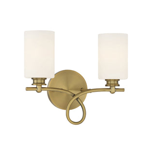 Woodbury Two Light Bath Bar in Warm Brass