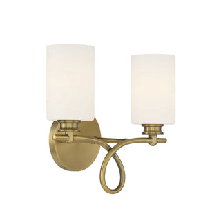 Woodbury Two Light Bath Bar in Warm Brass