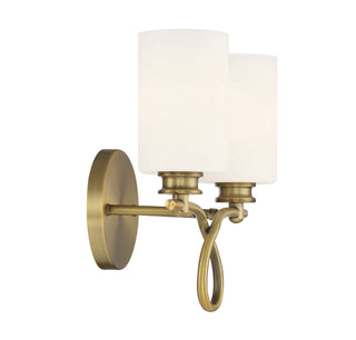 Woodbury Two Light Bath Bar in Warm Brass