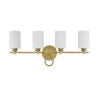 Woodbury Four Light Bath Bar in Warm Brass