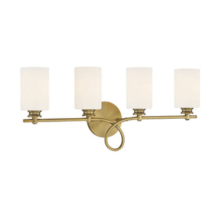 Woodbury Four Light Bath Bar in Warm Brass