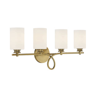 Woodbury Four Light Bath Bar in Warm Brass